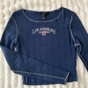 Forever 21 Blue Los Angeles Graphic Fitted Long-sleeve